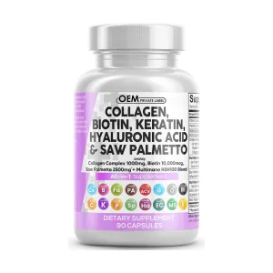 OEM Collagen Capsules for Hair, Pores and skin, and Nails Well being – Biotin, Keratin, and Noticed Palmetto Nutritional vitamins for Grownup Magnificence